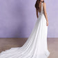 Embrace the grace of this backless bridal gown, featuring delicate lace details and a flowing long train. Perfect for the bride who desires a blend of sophistication and modern charm on her special day.