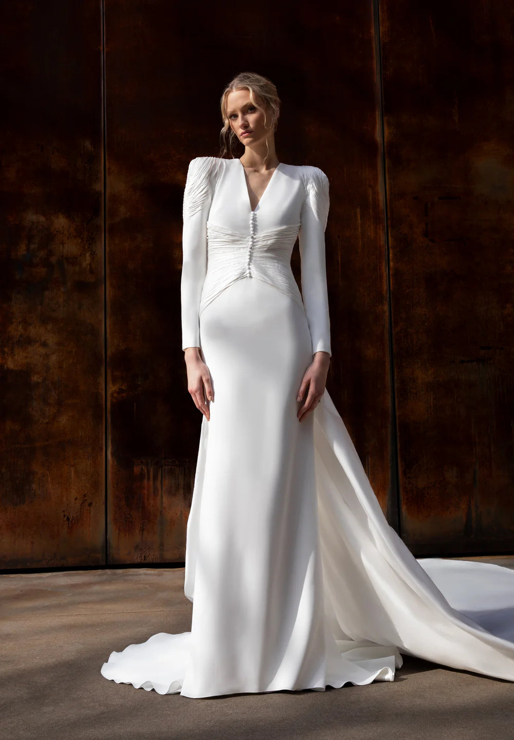 sam edelman floral embroidered strapless dress Boho Lace High Neck Illusion Sleeves Fit-and-Flare Wedding Dress main image 1